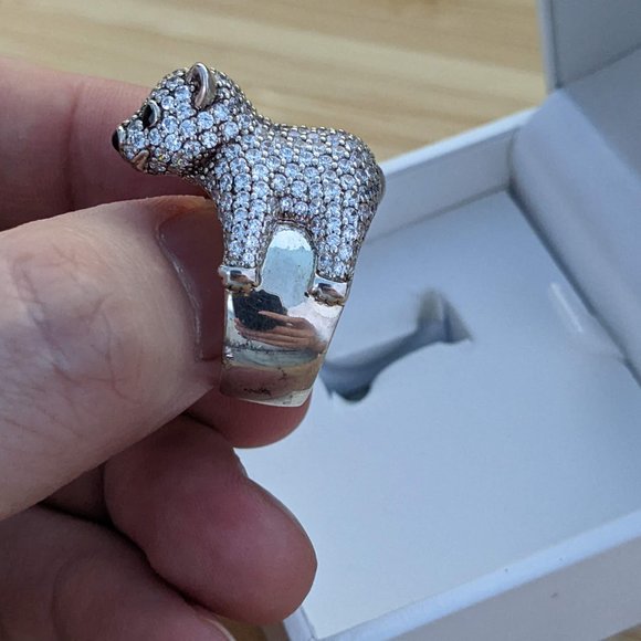 Designer Thomas Sabo Hugging Polar Bear Cubic Zirconia Sterling Silver Ring US S - Picture 4 of 6